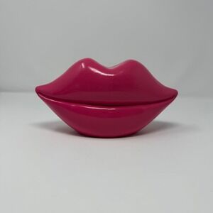 Hot Pink Lips Pop Art Sculpture Glossy Resin Mouth Figurine Decor 10‎ Inch